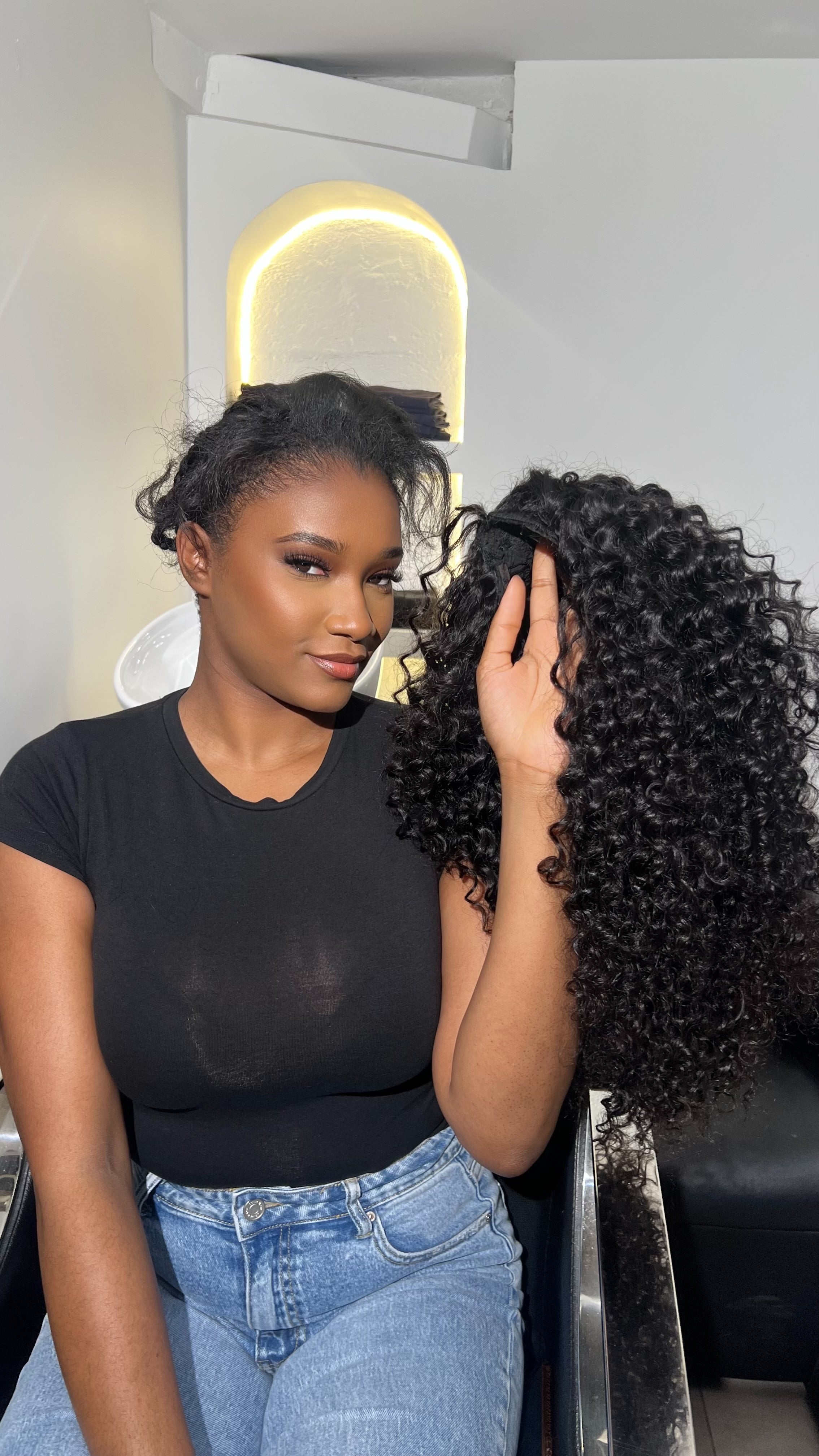 Wig flip over deep curl